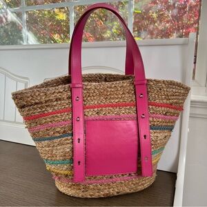Colorful Woven Jute Adjustable Shoulder/Tote Bag